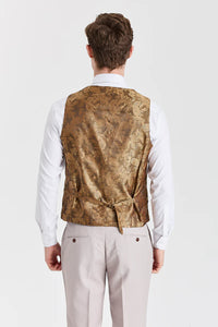 Mayfair kőtextúrájú öltöny Harris barna tweed mellénnyel