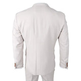 Mayfair - Men's 3 Piece Cream Suit With Navy Waistcoat