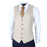 Mayfair - Men's 3 Piece Navy Suit With Cream Waistcoat