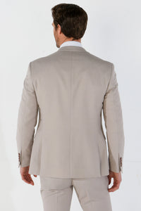 Mayfair - Men's 3 Peice Beige Birdseye Wedding Suit