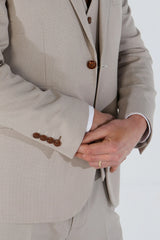 Mayfair - Men's 3 Peice Beige Birdseye Wedding Suit