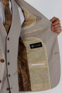 Mayfair - Men's 3 Peice Beige Birdseye Wedding Suit