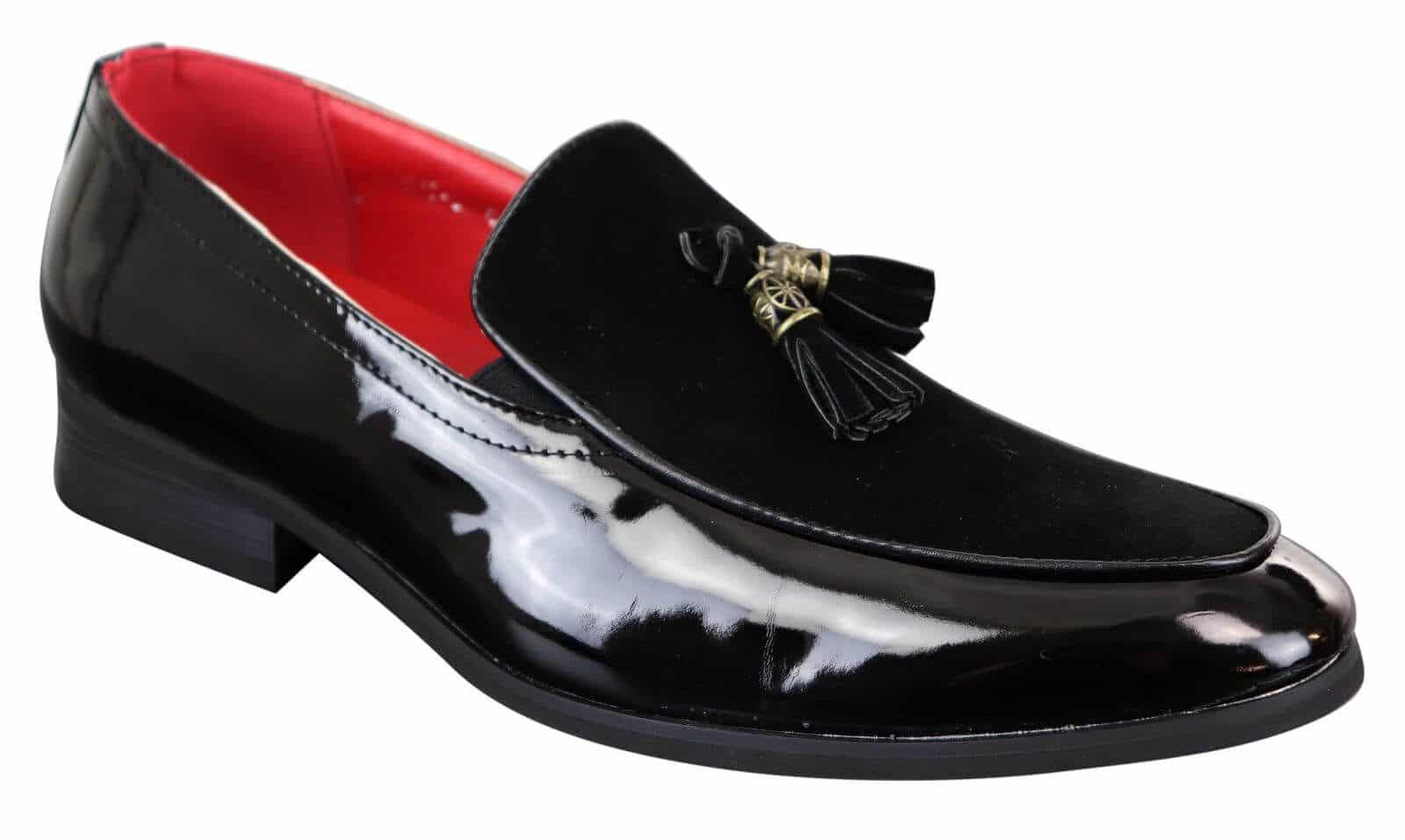 Men's Faux Patend and Suede Leather Loafers