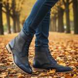 Férfi szárnyas, brogue bokacsizma