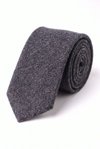 Férfi fekete gyapjúkeverék tweed nyakkendő