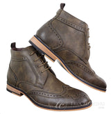Mens Brown Laced Brogue Boots - Cavani Sava