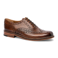 Férfi barna bőr szárnyas brogue oxford cipő