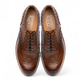 Férfi barna bőr szárnyas brogue oxford cipő