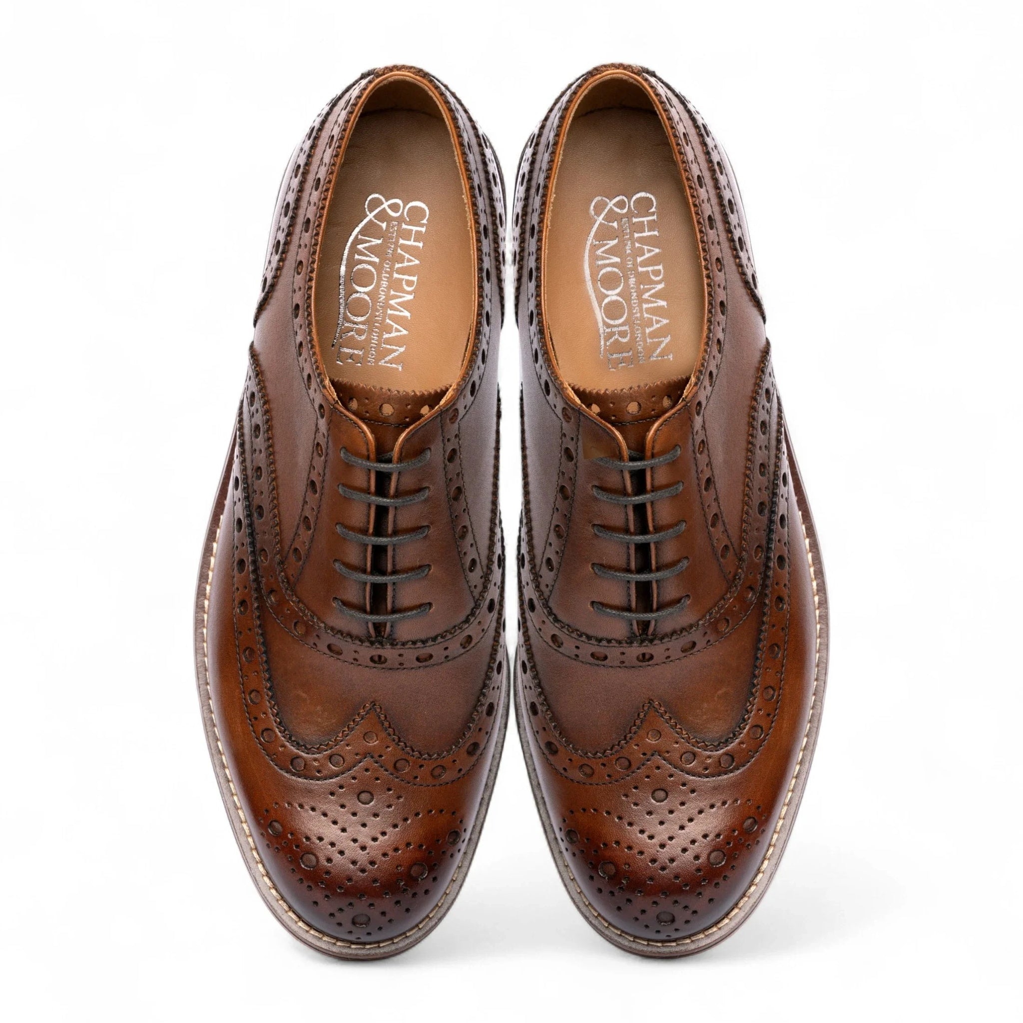 Férfi barna bőr szárnyas brogue oxford cipő