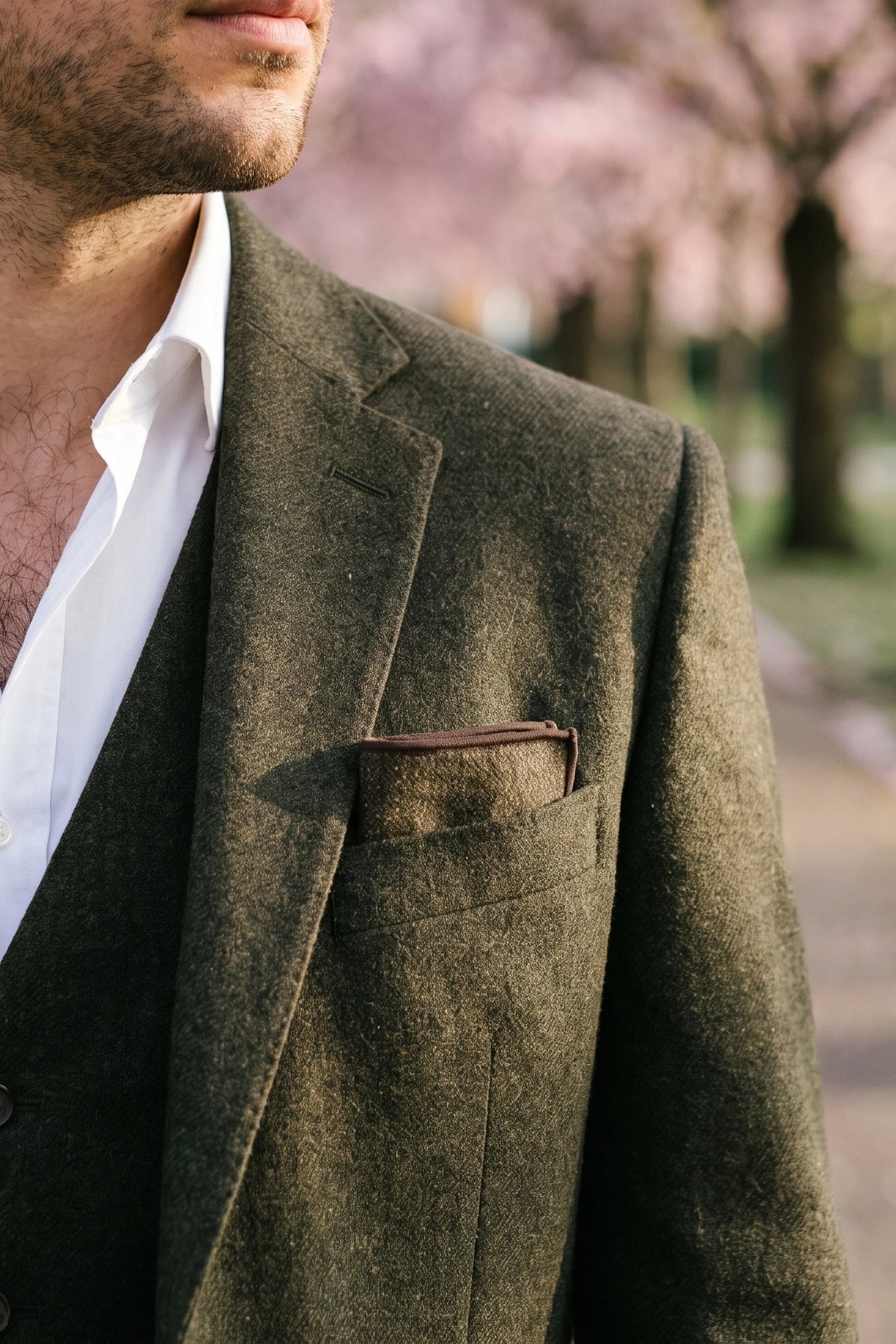 Férfi barna tweed zsebkendő