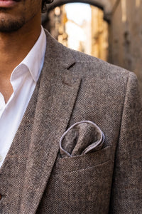 Férfi barna tweed gyapjúkeverék zsebkendő