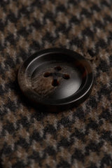 Férfi barna gyapjúkeverék tweed kabát, tyúklábmintával