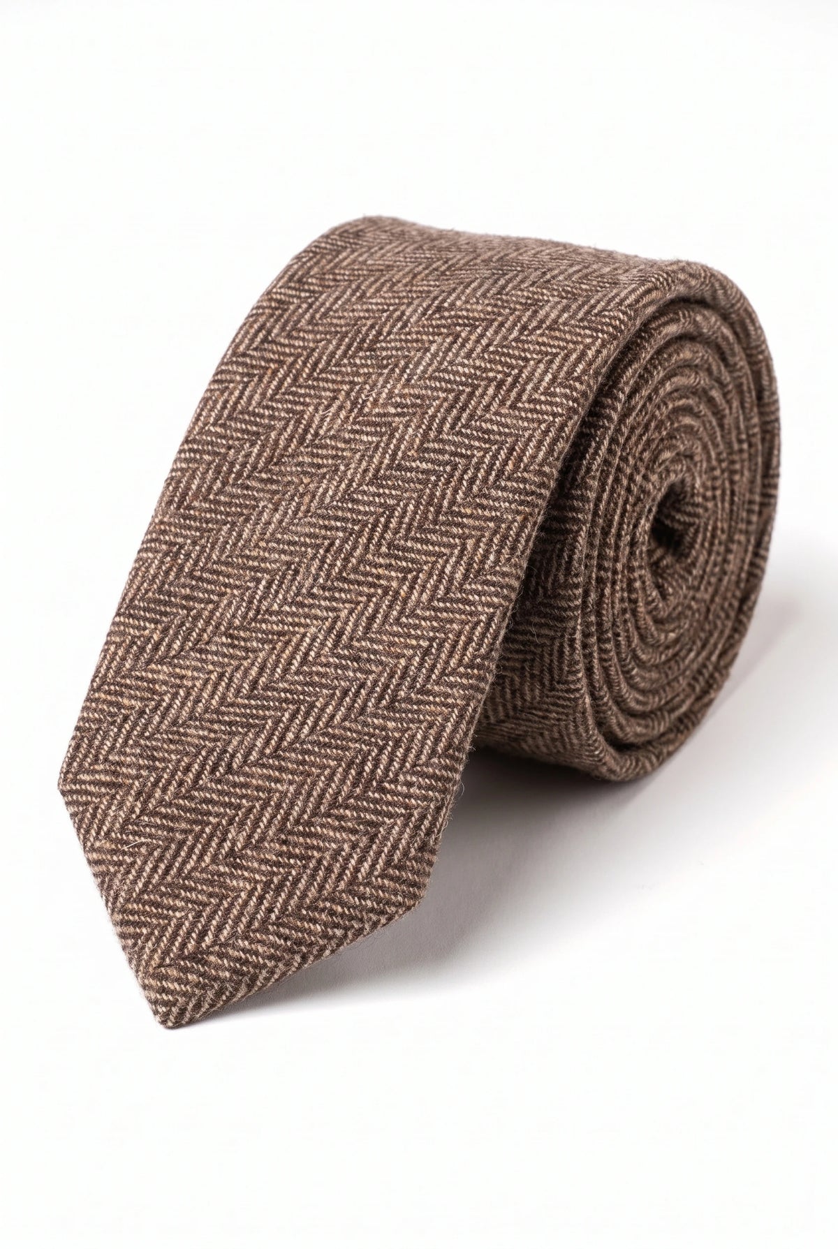 Férfi barna gyapjúkeverék tweed nyakkendő