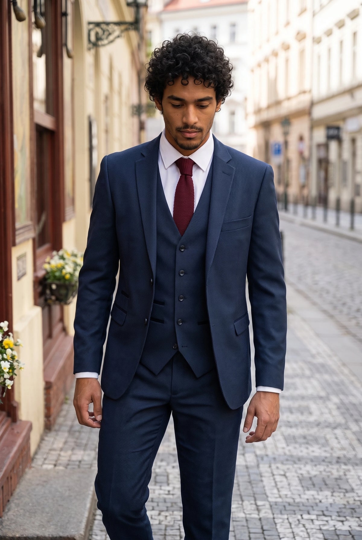 Férfi bordó kötött nyakkendő