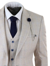 Mens Cream 3 Piece Wedding Suit - Cavani Caridi