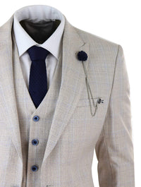Mens Cream 3 Piece Wedding Suit - Cavani Caridi