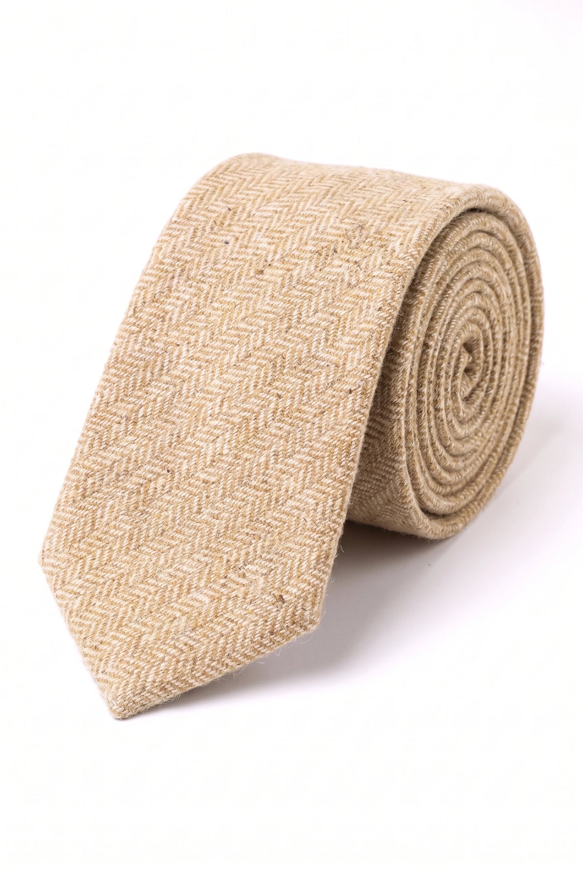 Férfi krémszínű gyapjúkeverék tweed nyakkendő