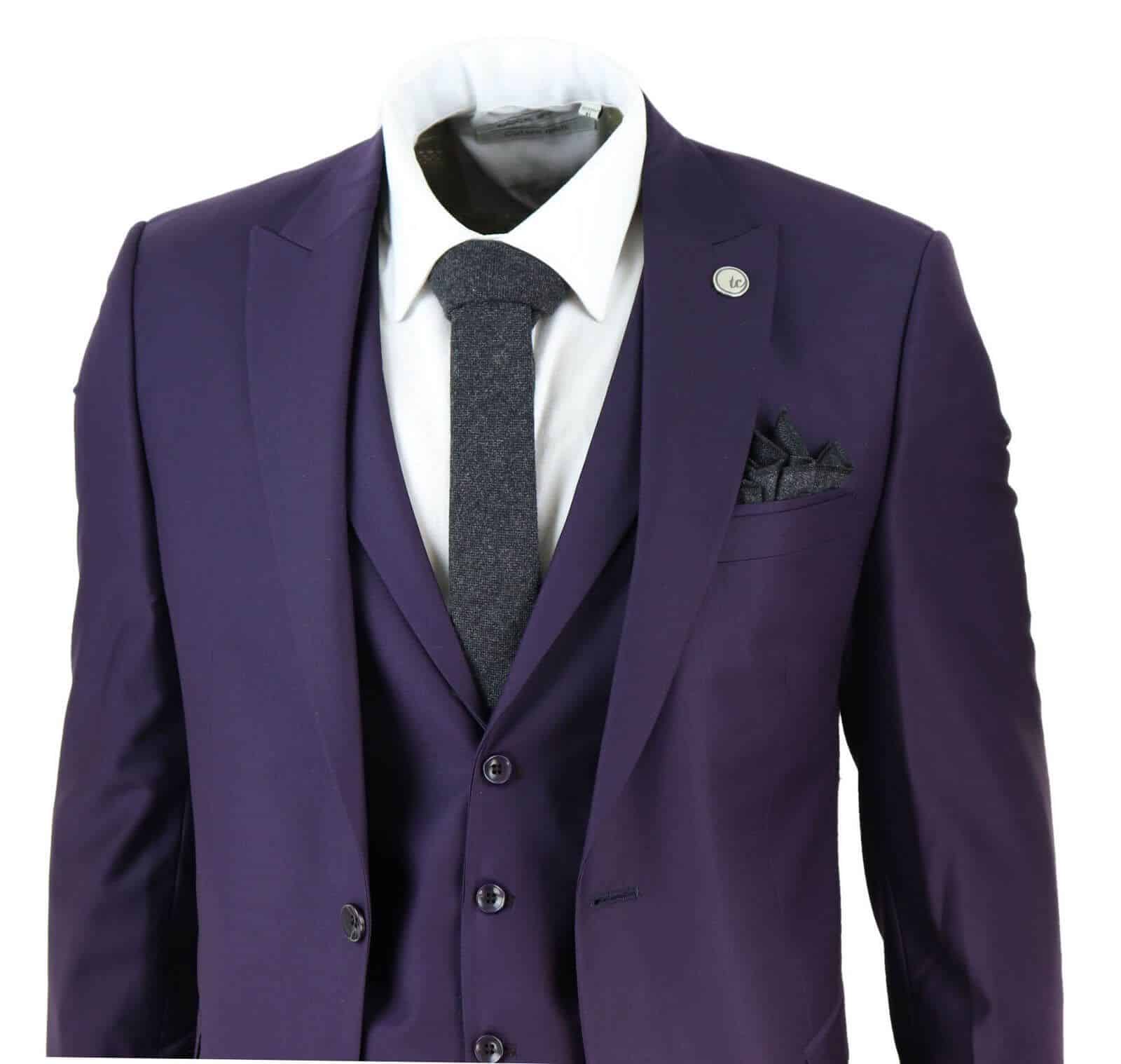 Mens Deep Purple 3 Piece Suit