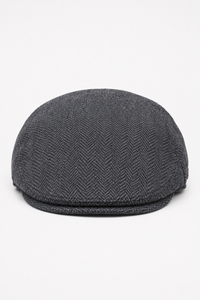 Férfi lapos sapka gyapjú halszálkás szürkéskék tweed klasszikus 1920-as évekbeli unisex fiús mintával