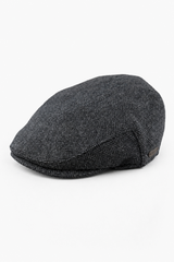 Férfi lapos sapka gyapjú halszálkás szürkéskék tweed klasszikus 1920-as évekbeli unisex fiús mintával