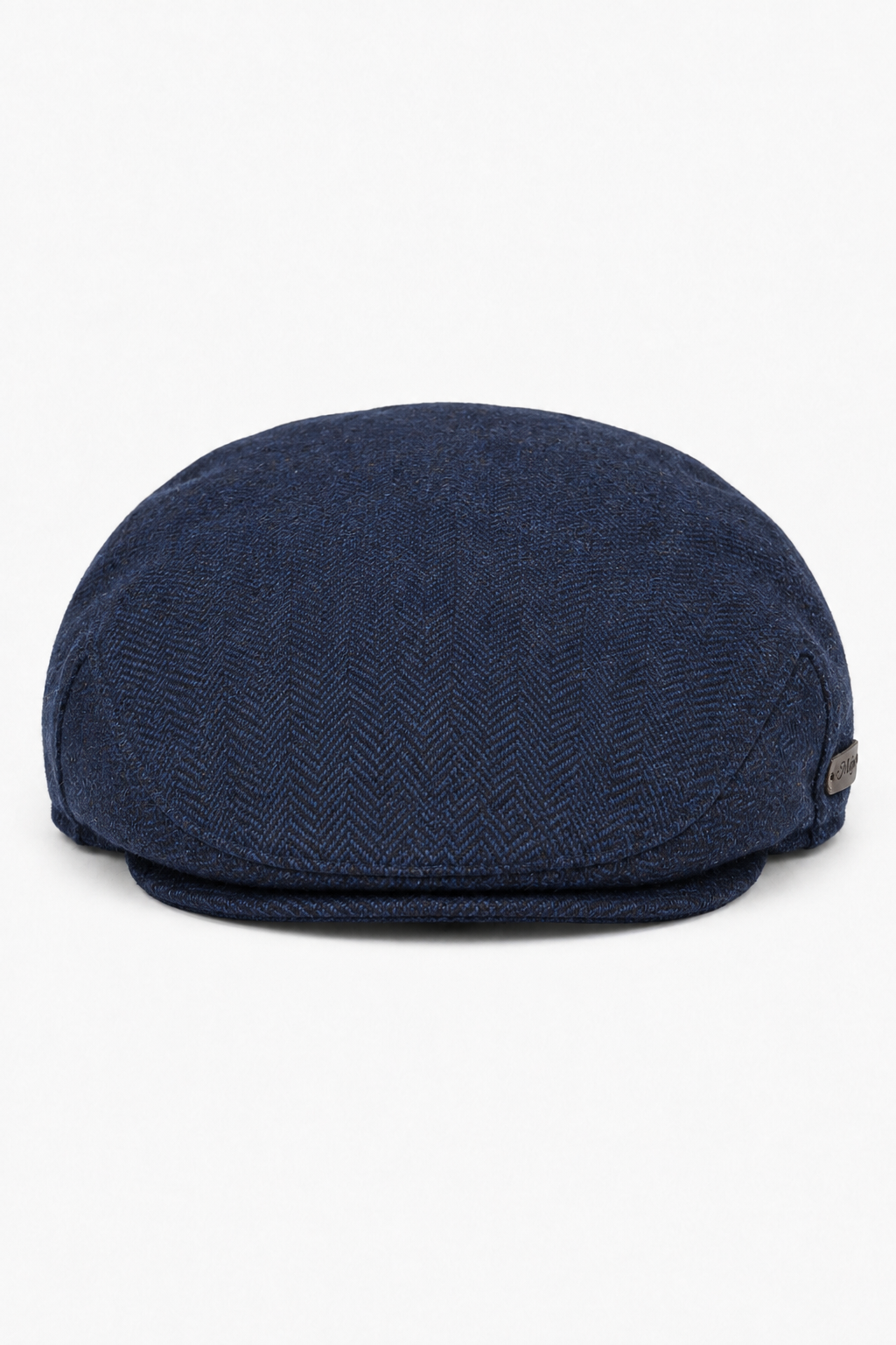 Férfi lapos sapka gyapjú halszálkás mintával, sötétkék tweed klasszikus 1920-as évekbeli unisex fiú del