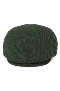 Férfi lapos sapka gyapjú halszálkás mintával, olívazöld tweed klasszikus 1920-as évekbeli unisex del fiú