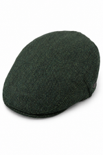 Férfi lapos sapka gyapjú halszálkás mintával, olívazöld tweed klasszikus 1920-as évekbeli unisex del fiú