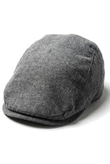 Férfi lapos sapka Baker fiúnak, 8 paneles nagypapai tweed halszálkás szürke, vintage
