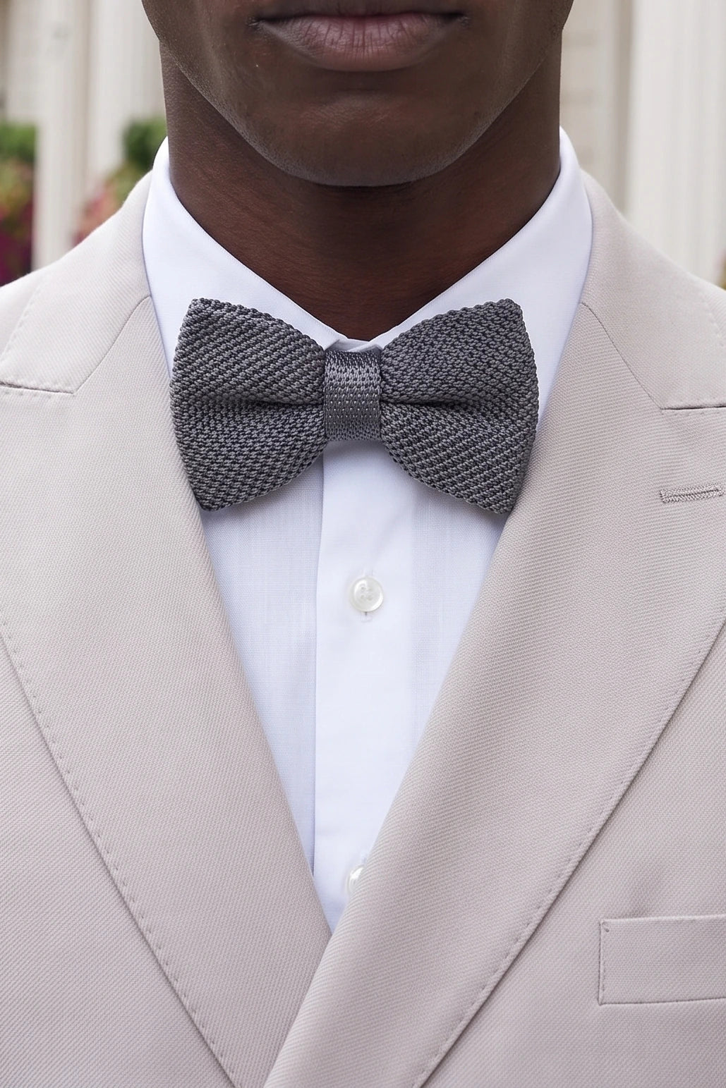Férfi szürke kötött csokornyakkendő