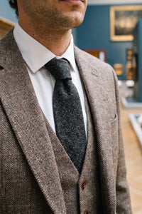 Férfi szürke gyapjúkeverék tweed nyakkendő