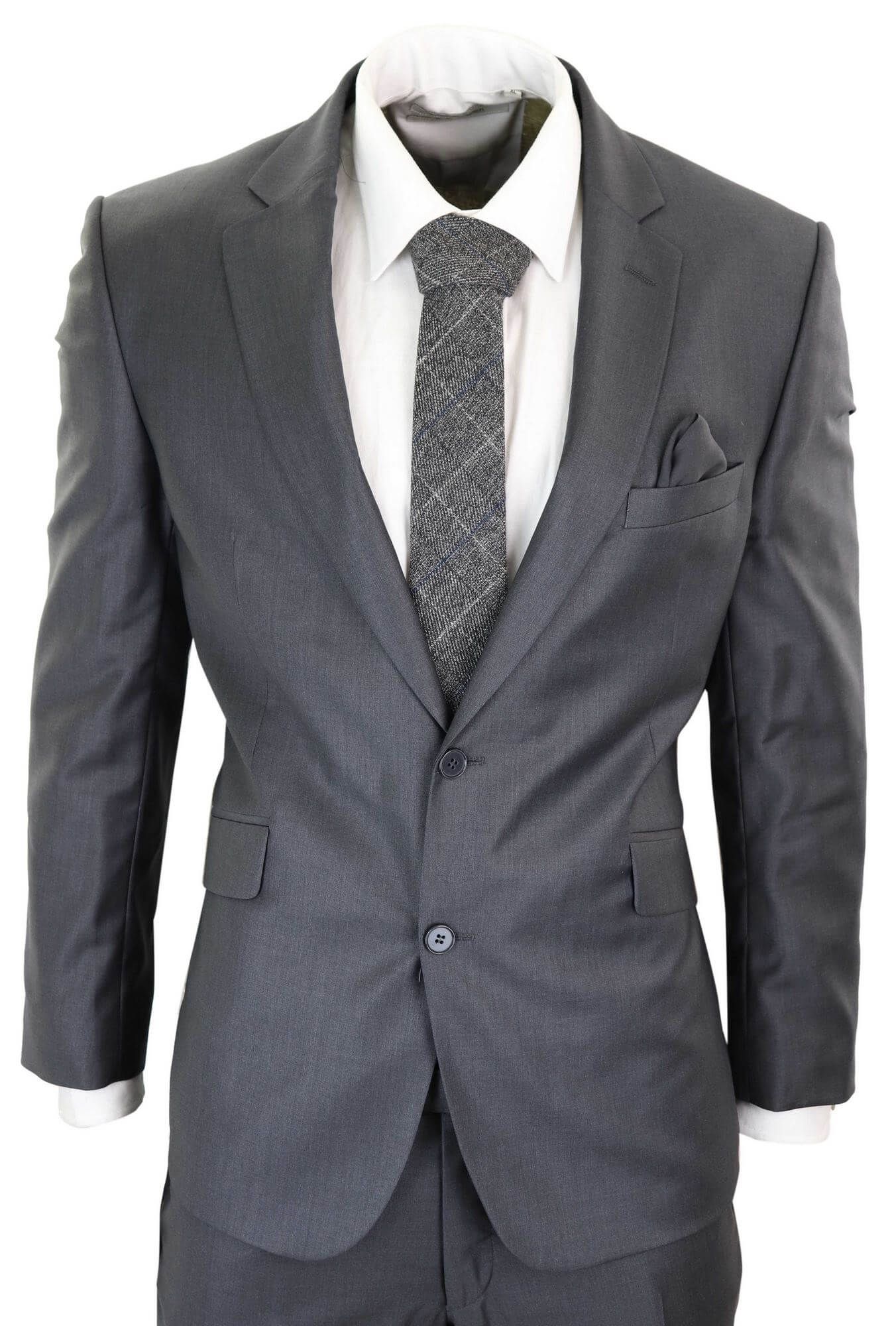 Mens Grey Wool Formal Suit