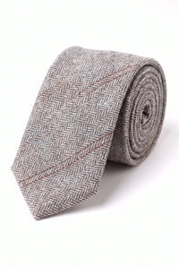 Férfi szürke gyapjú tweed halszálkás kockás nyakkendő