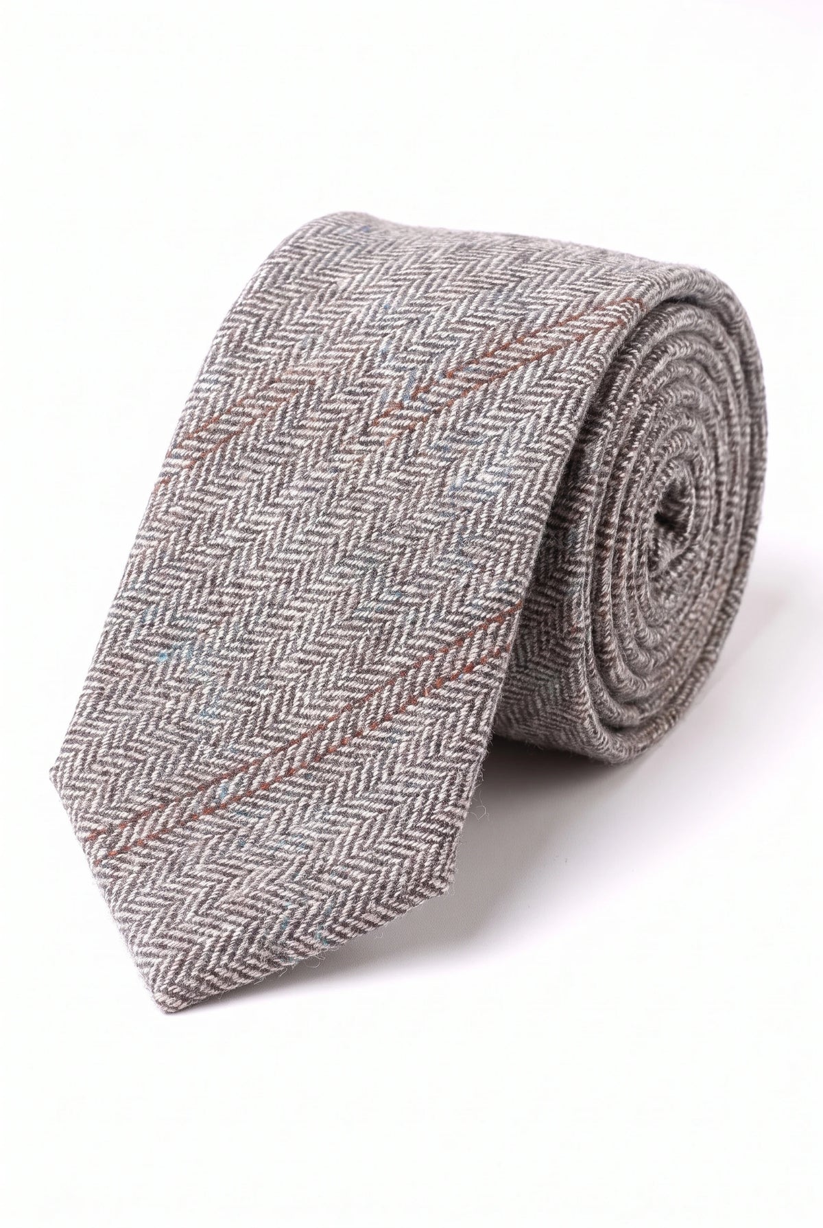Férfi szürke gyapjú tweed halszálkás kockás nyakkendő