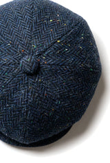 Férfi halszálkás kék tweed 8 paneles sapka