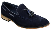 Mens Italian Slip On Driving Shoes Loafers Tassle Suede Leather Blue Black Brown