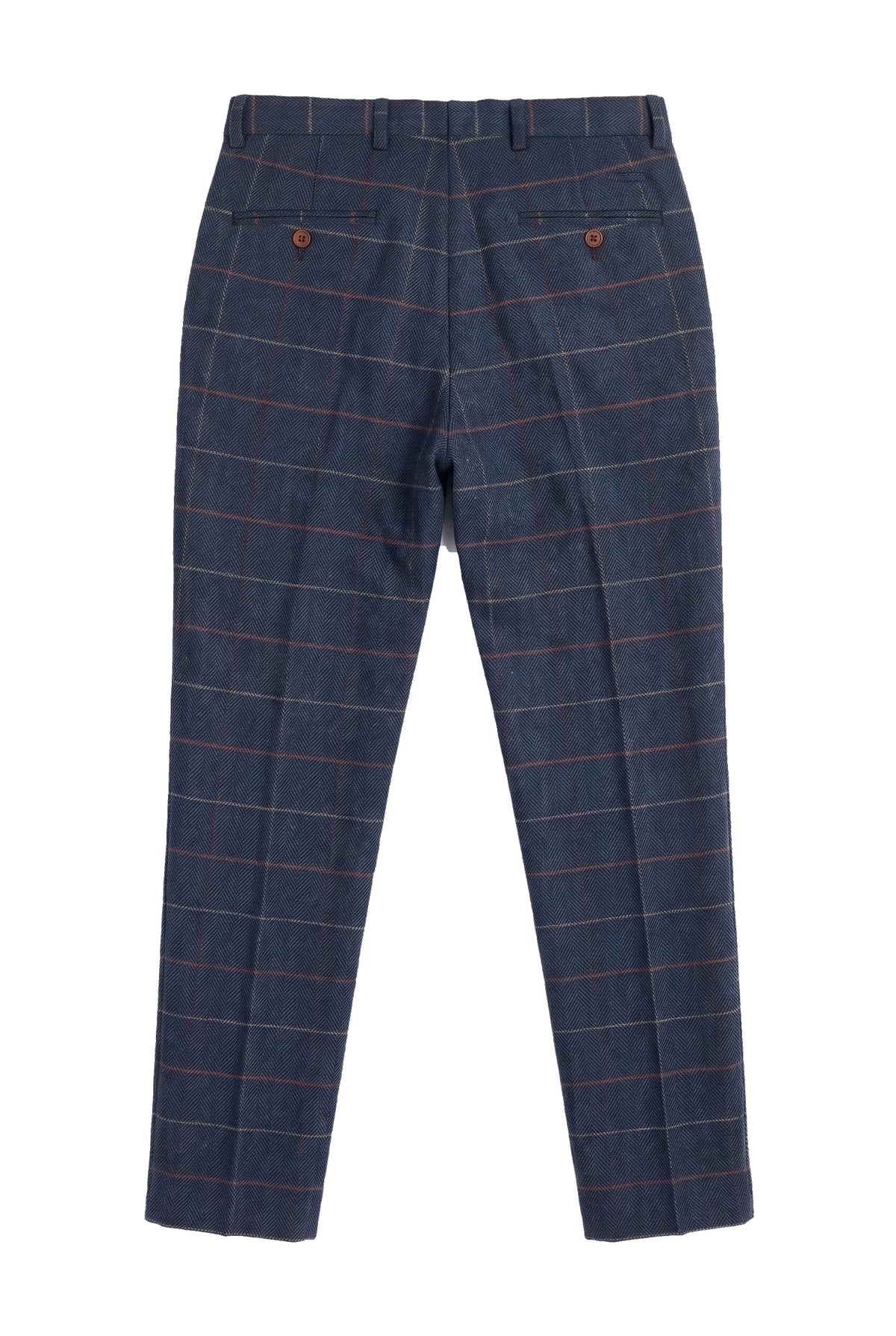 Férfi sötétkék bordó kockás halszálkás tweed nadrág, Vintage New Marc Darcy