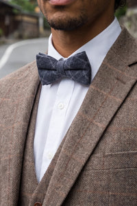 Férfi sötétkék tweed csokornyakkendő