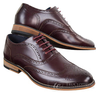 Mens Real Leather Laced Gatsby Brouges Smart Designer Retro Vintage Shoes