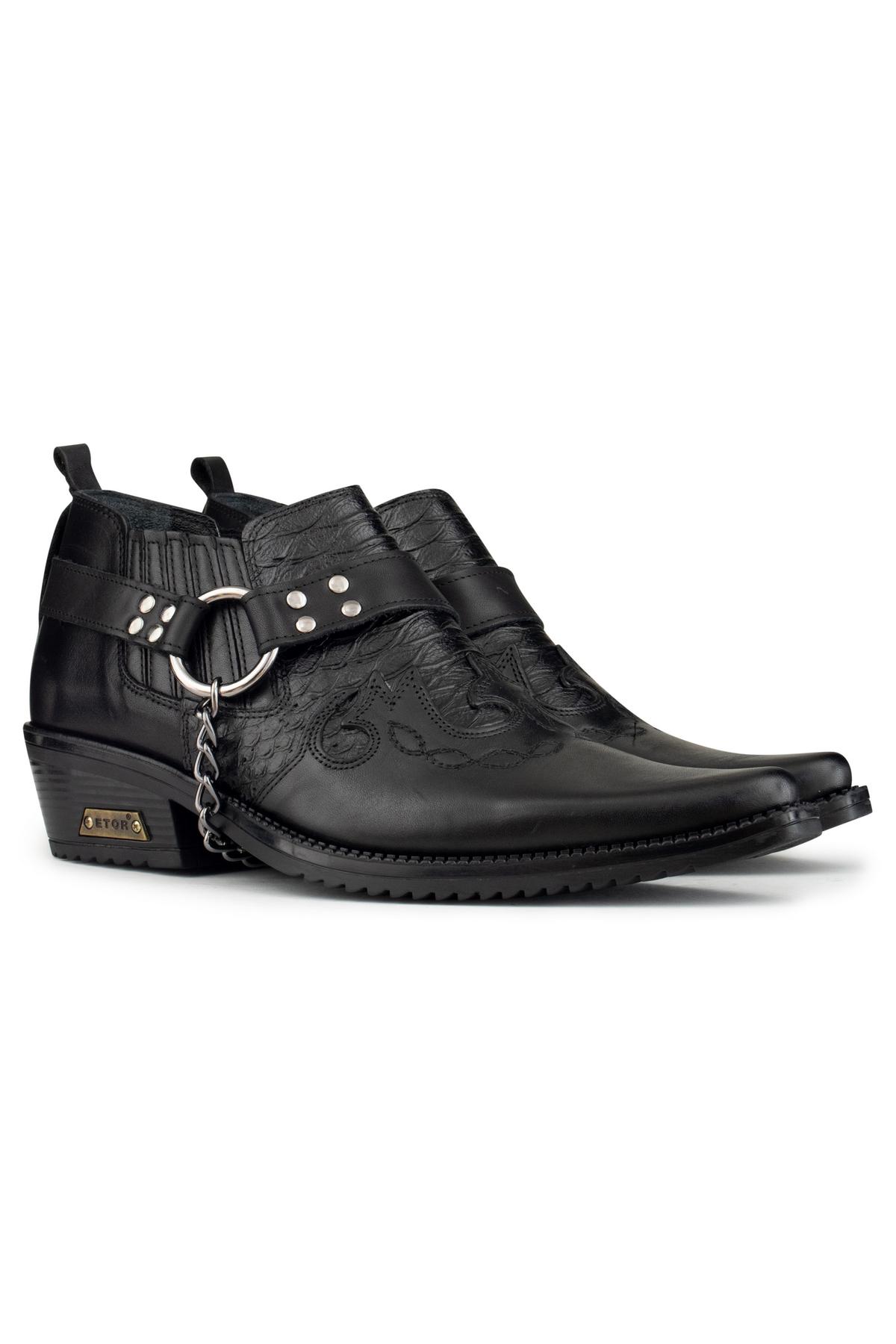 Mens Real Leather Riding Shoes with Chain