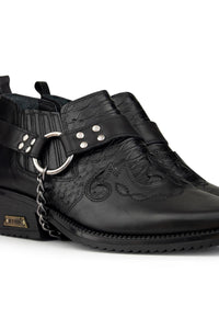 Mens Real Leather Riding Shoes with Chain