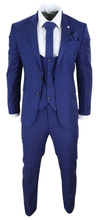 Mens Royal Blue 3 Piece Wedding Suit
