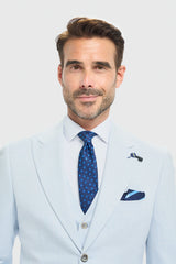 Férfi égkék, szabott szabású blézer