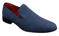 Mens Slip On Suede Driving Loafers Shoes Leather Smart Casual Red Blue Black