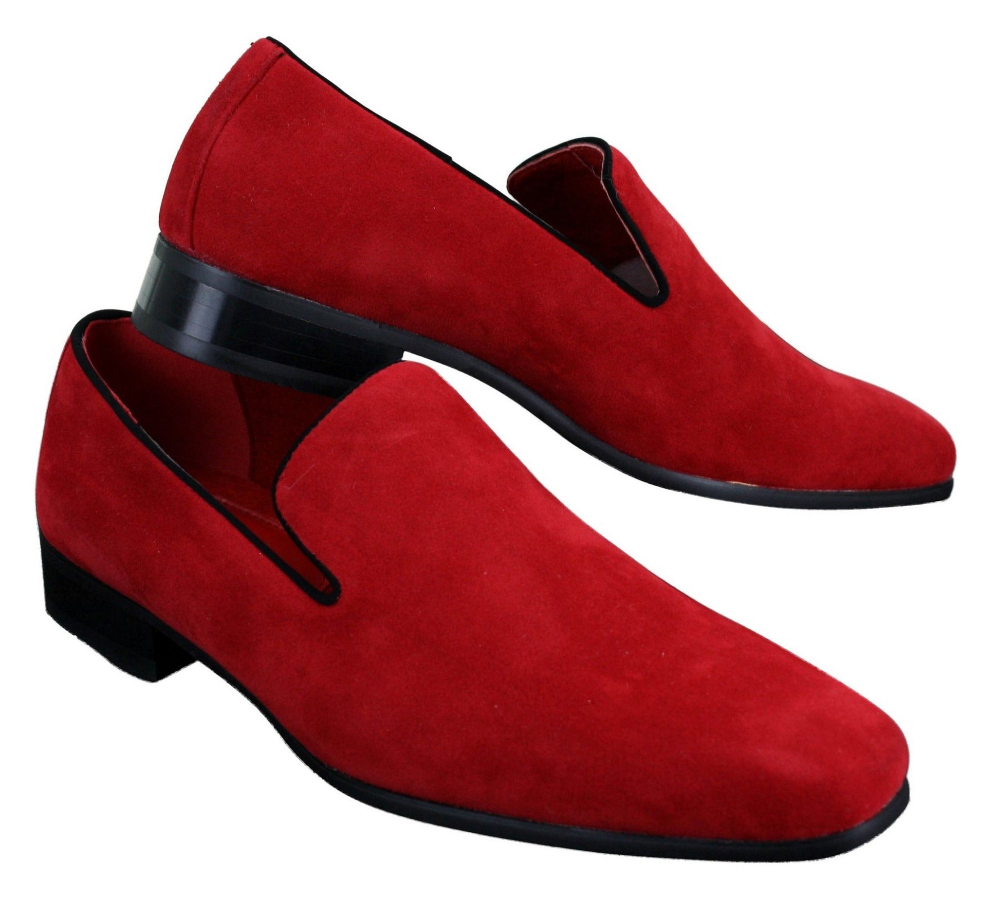 Mens Slip On Suede Driving Loafers Shoes Leather Smart Casual Red Blue Black