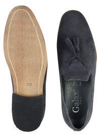 Mens Suede Loafers Driving Shoes Slip On Tassle Design Leather Line Black Comfort