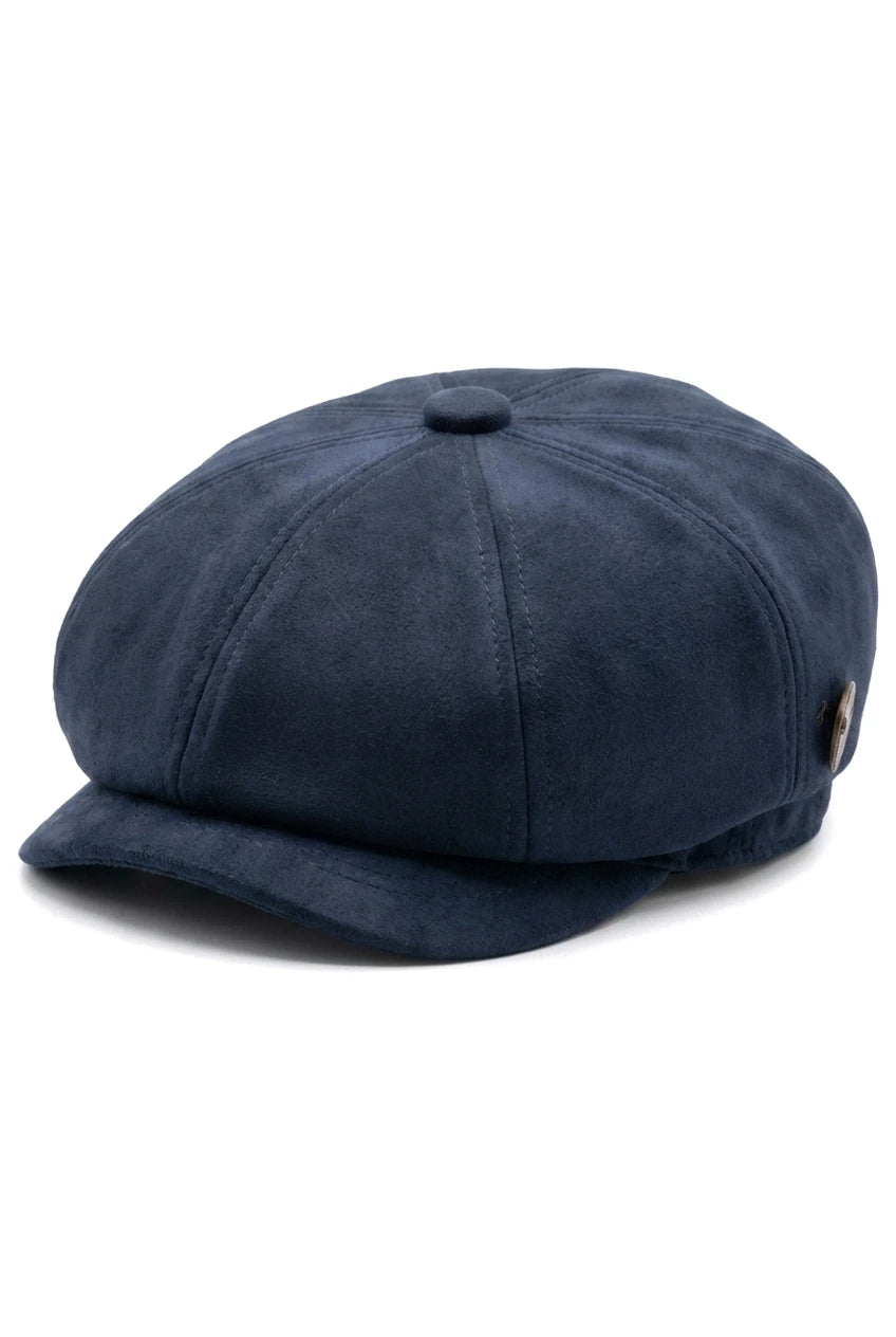 Férfi velúr vintage 8 paneles klasszikus Gatsby Baker fiú kalap - sötétkék