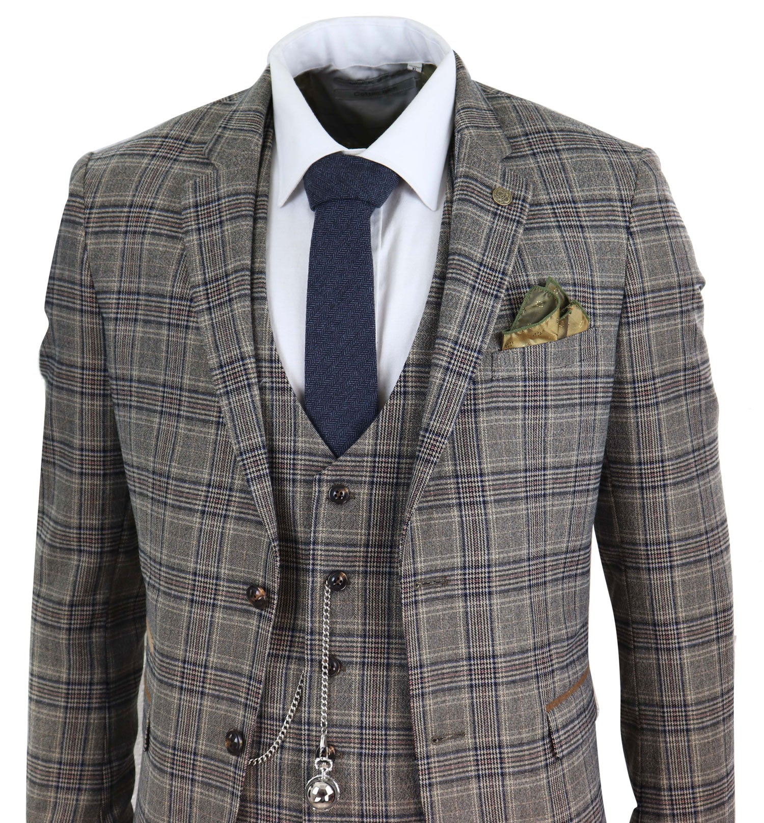 Mens Grey Сheckered 3 Piece Suit