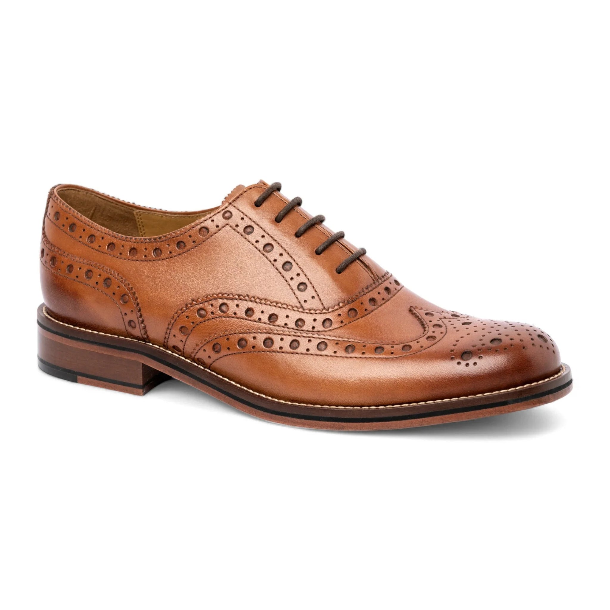 Férfi barnásbarna bőr szárnyas brogue Oxford cipő