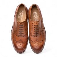 Férfi barnásbarna bőr szárnyas brogue Oxford cipő
