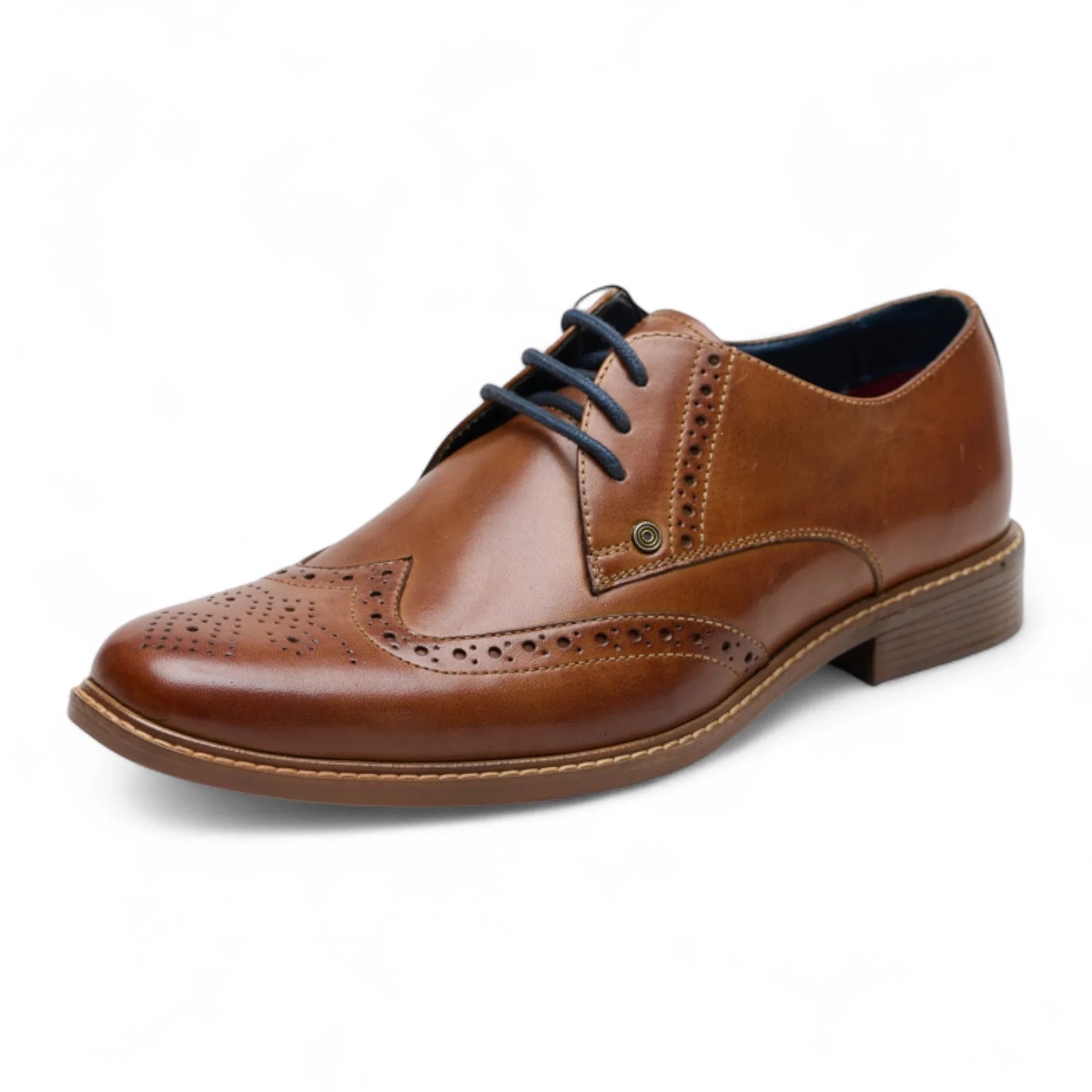 Férfi barna bőr szárnyas Oxford brogue alkalmi cipő